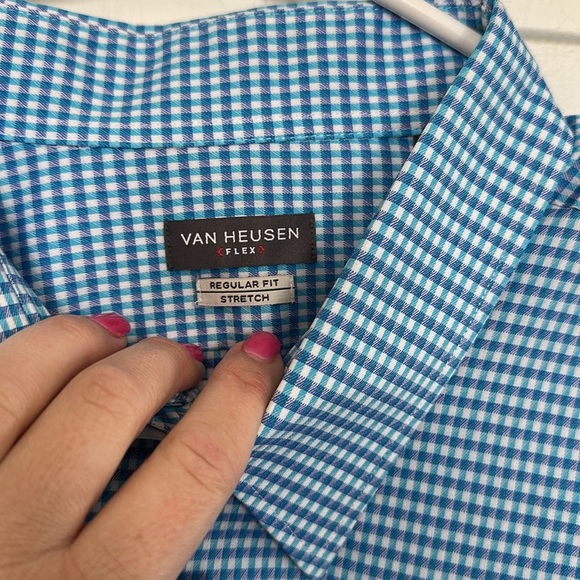 NWT Van Heusen Men’s Blue Checkered Button Down Dress shirt size 2XL - Picture 5 of 6